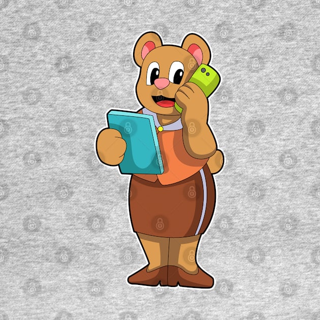 Bear as Secretary at Call with Phone by Markus Schnabel